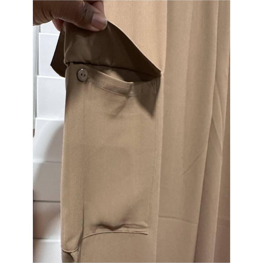 Modern Works Pants Cargo Jogger Large Tan Elastic Waist NWT Drawstring Ankle Hem - Picture 7 of 14